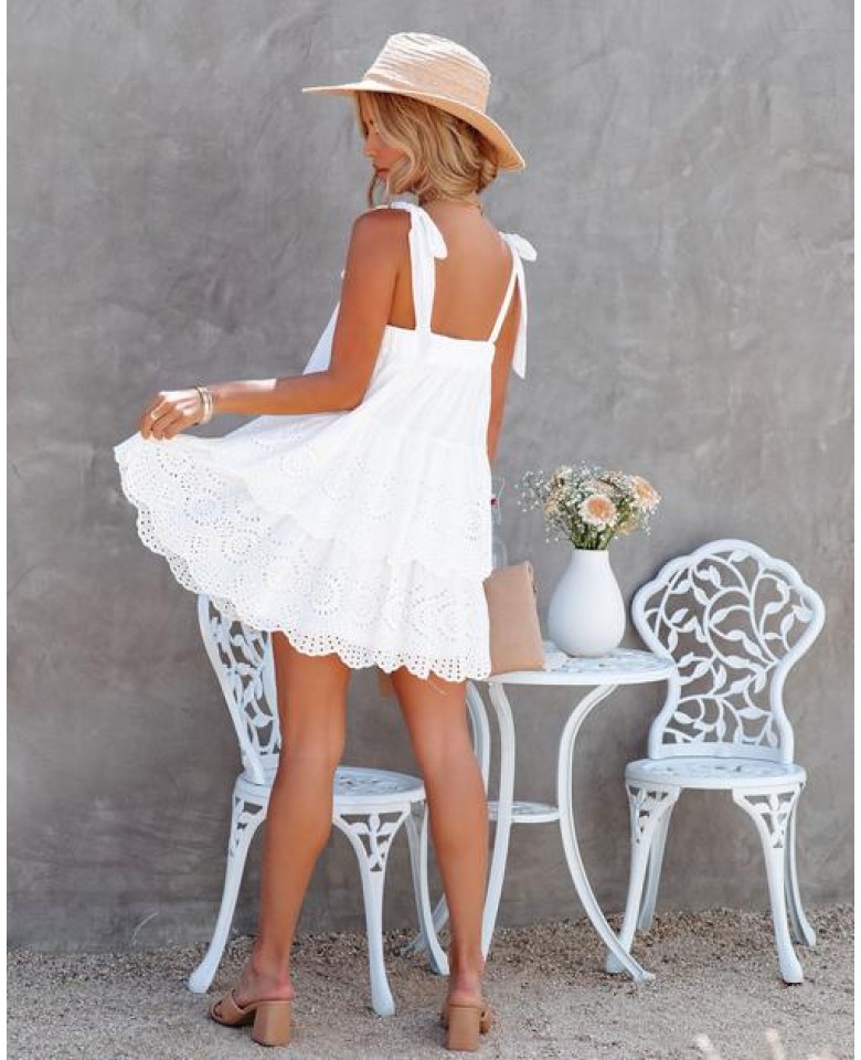 Moments Like These Cotton Eyelet Tiered Dress